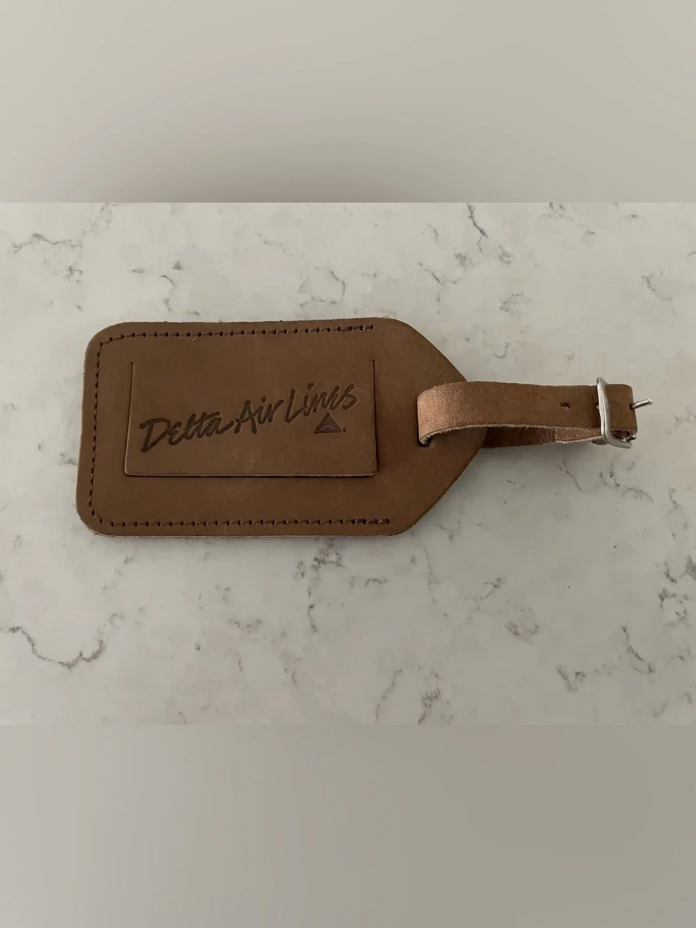 Delta Air Lines Tan Suede Luggage Tag